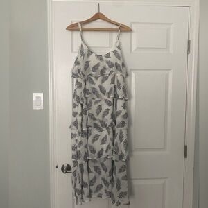 Patrizia Luca Black and White Leaf Dress